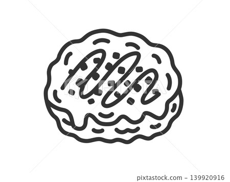 大阪燒圖示插圖(線條描)。 大阪燒圖示插圖(線條描)。 139920916