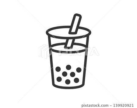 An illustration of a tapioca milk tea icon (line drawing). An illustration of a tapioca milk tea icon (line drawing). 139920921