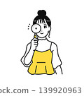一位年輕女子頭髮紮起來，面帶微笑，正用放大鏡觀察。 139920963
