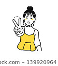 年輕女子將頭髮紮成和平標誌（向量圖） 139920964