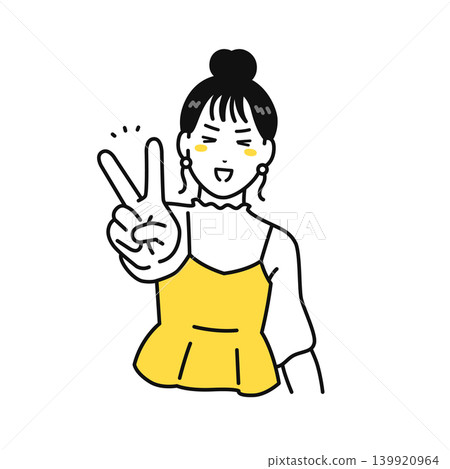 young woman with her hair tied up in a peace sign (vector illustration) young woman with her hair tied up in a peace sign (vector illustration) 139920964