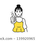 年輕女子綁著頭髮，豎起大拇指（向量圖） 139920965