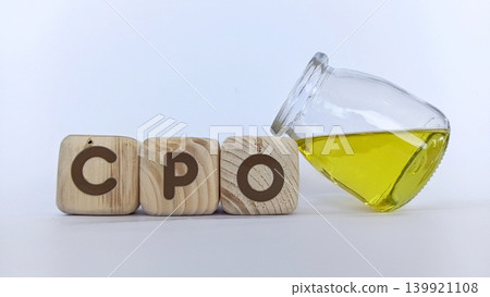 CPO or Crude Palm Oil in wooden cubes. Industrial and food concepts CPO or Crude Palm Oil in wooden cubes. Industrial and food concepts 139921108