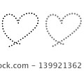 Black dots and white circles, dotted lines and circles, heart icons, and frame set 139921362