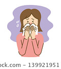 A woman biting her nose with a tissue 139921951