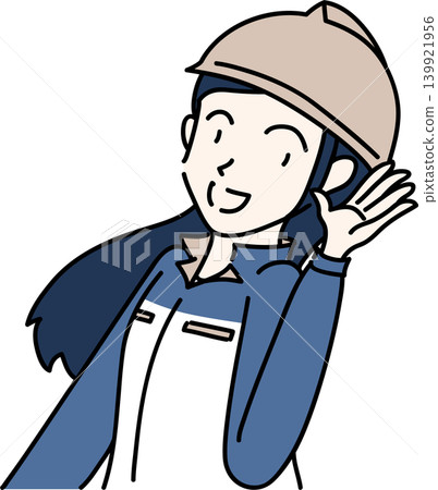 Illustration of a female worker listening attentively Illustration of a female worker listening attentively 139921956