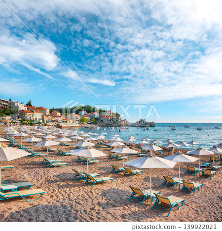 Amazing summer view of Adriatic sea coast in Budva Riviera near Przno village. 139922021