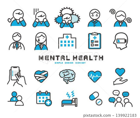Vector illustrations of icons related to mental health. Vector illustrations of icons related to mental health. 139922183