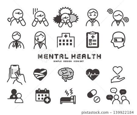 Vector illustrations of icons related to mental health. Vector illustrations of icons related to mental health. 139922184