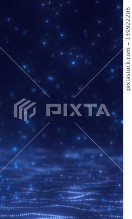 Abstract blue starfield with floating particles, soft bokeh, and glowing digital wave lines on a dark futuristic background. Abstract blue starfield with floating particles, soft bokeh, and glowing digital wave lines on a dark futuristic background. 139922206