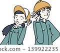 An illustration of two workers listening attentively. 139922235