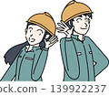 An illustration of two workers listening attentively. 139922237