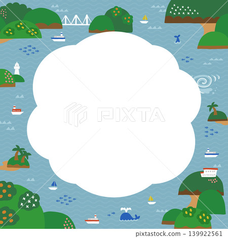 Sea and island landscape illustration - background/frame material (square) Sea and island landscape illustration - background/frame material (square) 139922561
