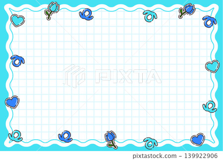 Retro pop card, cute decorative material, Showa era fancy style, horizontal, light blue Retro pop card, cute decorative material, Showa era fancy style, horizontal, light blue 139922906