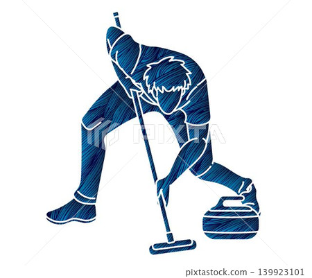 Curling Sport Male Player Action Athletes Competing on Ice Rink Cartoon Graphic Vector Curling Sport Male Player Action Athletes Competing on Ice Rink Cartoon Graphic Vector 139923101