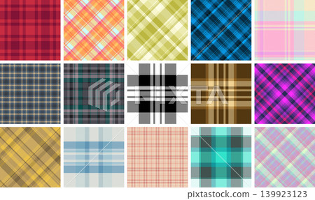 Plaid pack designed for casual lumberjack fashion and British heritage-inspired clothing. Vector patterns perfect for apparel, blankets, scarves, and digital media. Plaid pack designed for casual lumberjack fashion and British heritage-inspired clothing. Vector patterns perfect for apparel, blankets, scarves, and digital media. 139923123