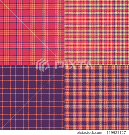 Plaid pattern set created for American casual fashion and buffalo check textiles. Vector patterns suit shirts, jackets, blankets, scarves, and lifestyle projects. Plaid pattern set created for American casual fashion and buffalo check textiles. Vector patterns suit shirts, jackets, blankets, scarves, and lifestyle projects. 139923127