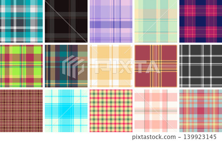 Festive plaid pattern pack tailored for New Year packaging. Coordinated tartan designs elevate boxes, tags, and gift items. Seamless vector repetition aligns perfectly. Festive plaid pattern pack tailored for New Year packaging. Coordinated tartan designs elevate boxes, tags, and gift items. Seamless vector repetition aligns perfectly. 139923145