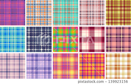 Plaid bundle created for seasonal displays. Ideal for home, apparel, and gift decor. Vector format ensures consistency. Plaid bundle created for seasonal displays. Ideal for home, apparel, and gift decor. Vector format ensures consistency. 139923156