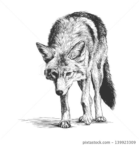 Coyote Attack Illustration Dark Vintage Engraved Vector Wild Predator Danger Concept Coyote Attack Illustration Dark Vintage Engraved Vector Wild Predator Danger Concept 139923309