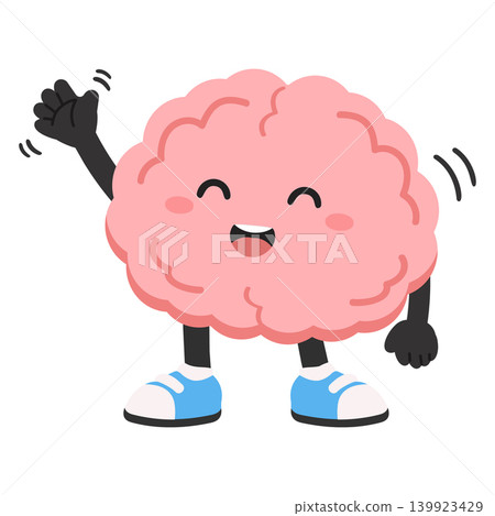 Cartoon Brain Waving Hello Cartoon Brain Waving Hello 139923429