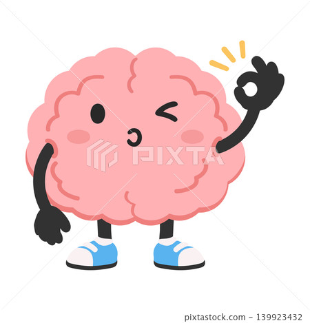 Cute Brain Character Giving Okay Sign 139923432