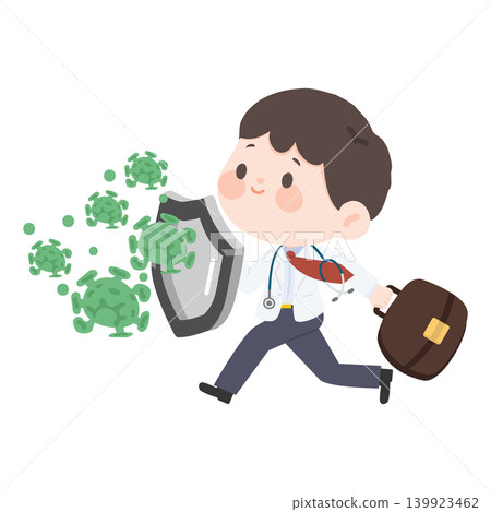 Doctor Shielding Against Viruses Illustration Doctor Shielding Against Viruses Illustration 139923462