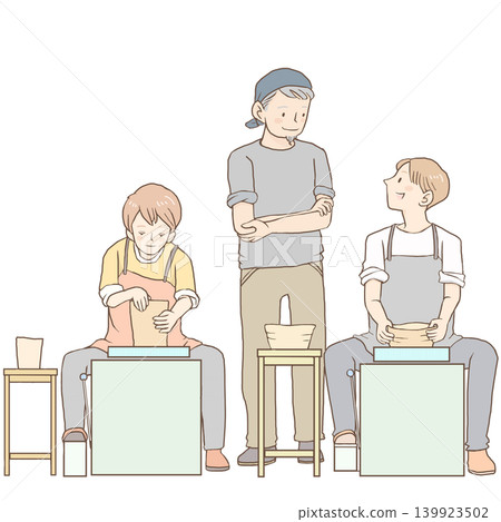 在陶藝課上,體驗使用陶輪製作陶器的樂趣。 在陶藝課上,體驗使用陶輪製作陶器的樂趣。 139923502