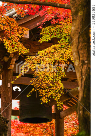 The bell tower of Jojakkoji Temple, surrounded by autumn leaves. The bell tower of Jojakkoji Temple, surrounded by autumn leaves. 139923683