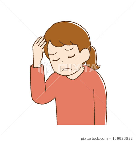 一位可愛的女士頭痛難忍 一位可愛的女士頭痛難忍 139923852