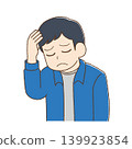 A man suffering from a headache, depicted in a cute style. 139923854
