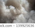Toxic black smoke from fire against sky, burning plastic. Billowing cloud of smoke. A thick smoke covering part of the sky 139925636