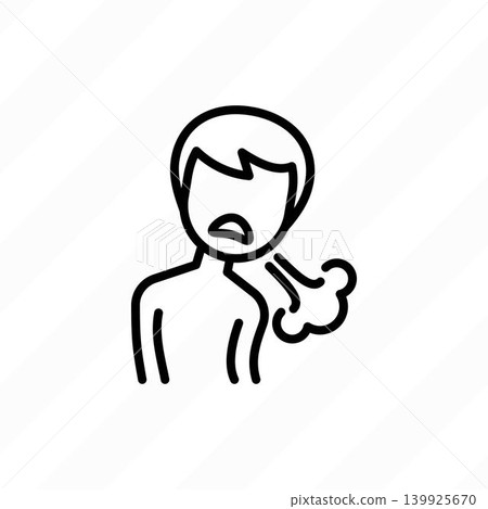 Dyspnea thin line icon. Short breathing. Asthma symptom. Modern vector illustration. Dyspnea thin line icon. Short breathing. Asthma symptom. Modern vector illustration. 139925670