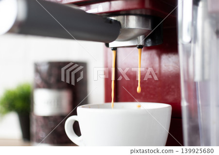 Preparing ground coffee for espresso machine at home Preparing ground coffee for espresso machine at home 139925680