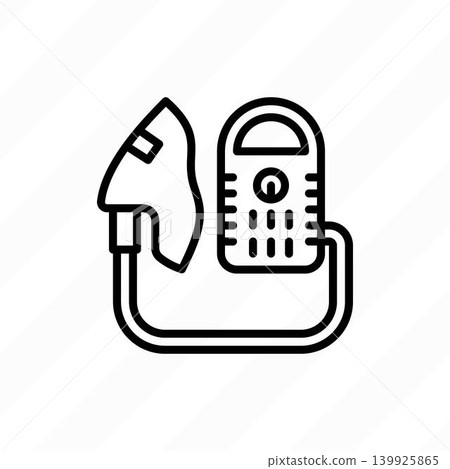 Nebulizer thin line icon. Medical equipment for inhalation in the diseases: asthma, bronchitis, rhinitis. Modern vector illustration. Nebulizer thin line icon. Medical equipment for inhalation in the diseases: asthma, bronchitis, rhinitis. Modern vector illustration. 139925865
