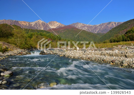 View of the Hakuba Three Peaks in autumn View of the Hakuba Three Peaks in autumn 139926543
