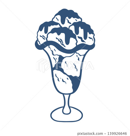 Ice cream scoops in glass bowl in Mediterranean style Ice cream scoops in glass bowl in Mediterranean style 139926646