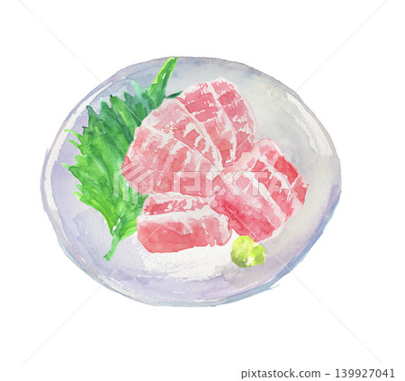 Watercolor illustration of tuna sashimi Watercolor illustration of tuna sashimi 139927041
