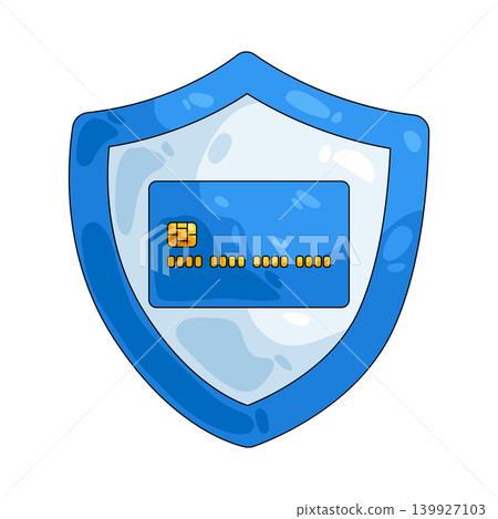 Illustration of credit card shield Illustration of credit card shield 139927103