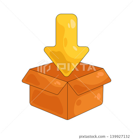 Illustration of download arrow with cardboard box Illustration of download arrow with cardboard box 139927132
