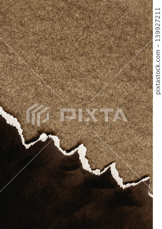 Torn paper texture, vintage frame with fiber surface, ragged edge, dark layer below, copy space. Natural background with torn paper texture for packaging, poster, banner, craft design, print media Torn paper texture, vintage frame with fiber surface, ragged edge, dark layer below, copy space. Natural background with torn paper texture for packaging, poster, banner, craft design, print media 139927211