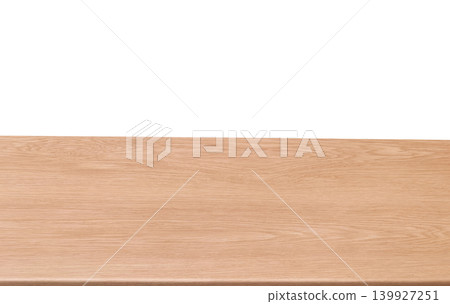 An empty wooden table with a natural pattern, white background. An empty wooden table with a natural pattern, white background. 139927251