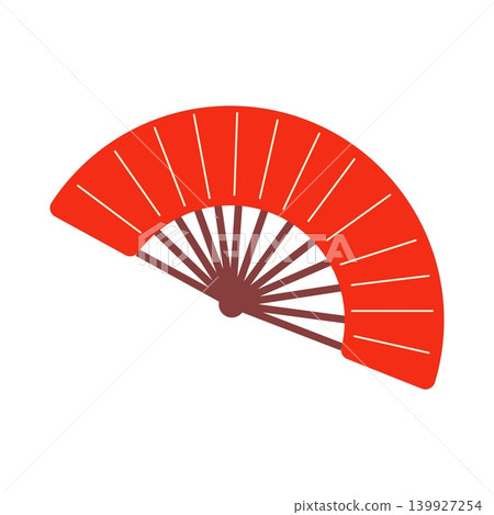 Red folding hand fan for hot summer weather vector hand drawn illustration Red folding hand fan for hot summer weather vector hand drawn illustration 139927254