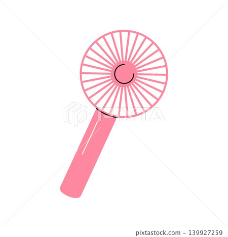 Pink handheld mini electric fan vector hand drawn illustration Pink handheld mini electric fan vector hand drawn illustration 139927259
