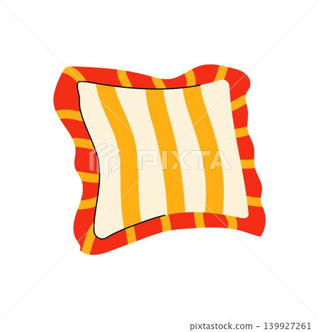 Striped picnic cushion or pillow vector hand drawn illustration Striped picnic cushion or pillow vector hand drawn illustration 139927261