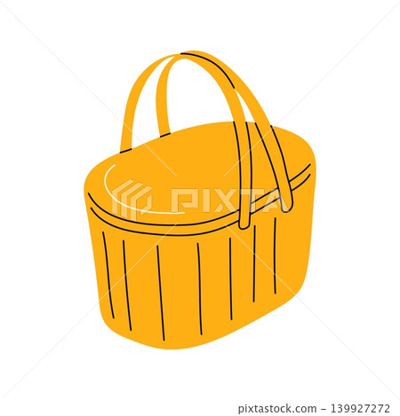 Yellow picnic basket vector hand drawn illustration isolated on white background Yellow picnic basket vector hand drawn illustration isolated on white background 139927272