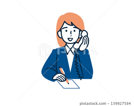 BM - A woman who answers the phone while taking notes. 139927584