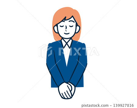 A woman bowing politely A woman bowing politely 139927816
