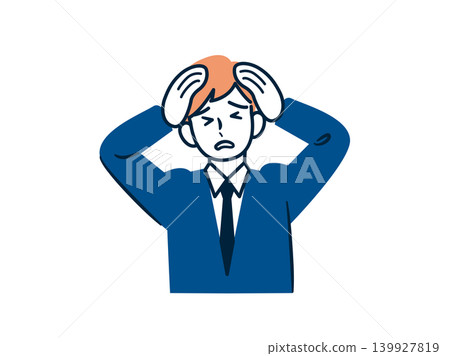 A troubled man, holding his head in his hands. A troubled man, holding his head in his hands. 139927819