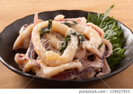 Squid with vinegared miso dressing Squid with vinegared miso dressing 139927955